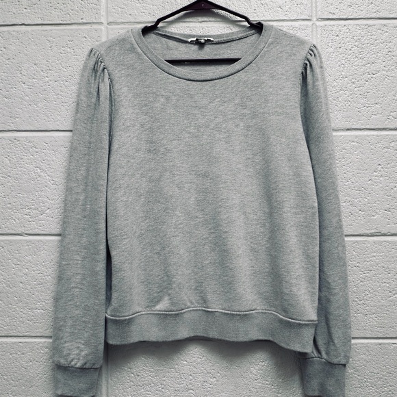Z Supply Tops - Z Supply Gray Puff Sleeve Sweatshirt Size‎ Women’s Large Soft Cotton Pullover